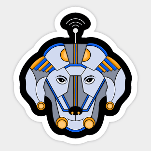 Mecha Cyborg Head Dog Sticker